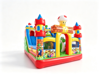 Château gonflable de dessin animé avec toboggan, aire de jeux gonflable à thème pour enfants, trampoline familial pour fêtes, aire de jeux intérieure