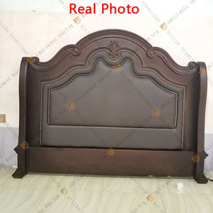 Lit Double Art du Cuir Style Américain Deluxe en <span class=keywords><strong>Bois</strong></span> Massif, Lit Vintage Français Simple Campagnard 1.8m, Meuble de <span class=keywords><strong>Chambre</strong></span> à Coucher Principale - Product Image 6