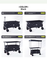 Chariot de camping pliable à quatre roues avec table réglable en hauteur et toit pare-soleil pour le shopping et le stockage, OEM disponible