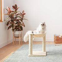 Tour à chat en bambou peint écologique autoportante avec hamac et poteaux à gratter 50x40x40cm Toute saison pour chats d'intérieur