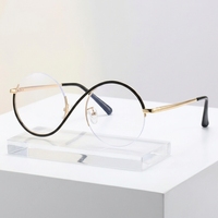 Lunettes personnalisées classiques en métal demi-cerclées en forme de S, montures optiques anti-lumière bleue au design solide pour toutes les formes de visage