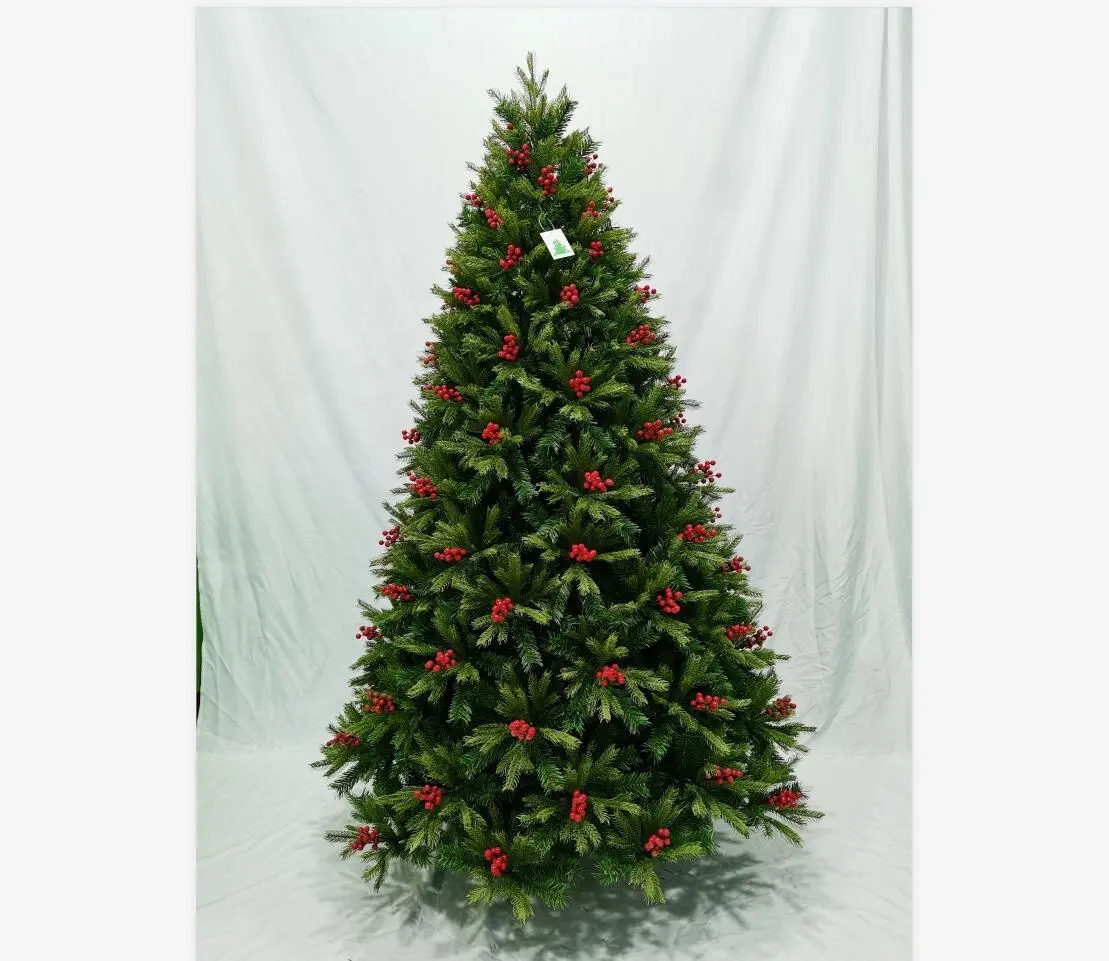 Pre-Lit Gold Slim Green Giant PE Mixed PVC funny 7ft christmas tree artificial ornament