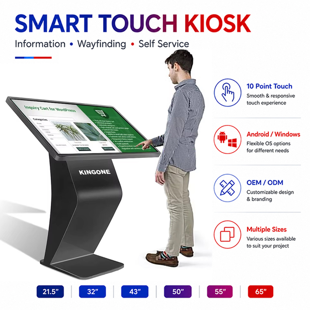Android Windows Interactive Self Service 42 Inch Horizontal Full HD Digital Advertising Display Shopping Mall Touch Screen Kiosk