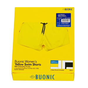 Pantaloncini da bagno gialli da donna Buonic con coulisse e tasche, taglie L, XL, XXL - Costumi da bagno - Product Image 1