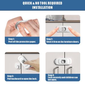 Verrous de sécurité pour portes d'armoires en plastique pour enfants et poignée de sécurité avec installation rapide pour bébé - Design moderne - Product Image 5