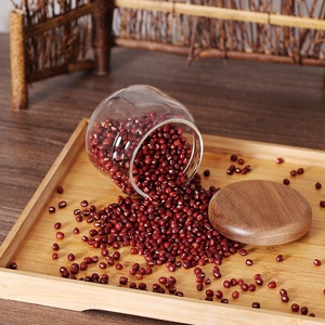 Vòng hình dạng thủy tinh trong suốt lưu trữ chum với kín keo nắp gỗ - Product Image 3