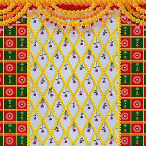 ผ้าพิมพ์ลาย3D มาใหม่ฉากหลังอินเดียผ้าสำหรับการตกแต่งงานแต่งงานอินเดียพิมพ์ลาย kolam pooja - Product Image 1