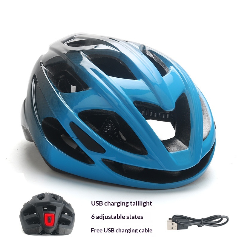 Blue and black gradient helmet [with charging taillight]