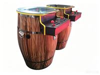 Console de jeu d'arcade rétro haut de gamme en forme de baril en bois, machine d'arcade classique pour 2 joueurs, pour le divertissement en intérieur des centres commerciaux