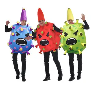 2024 cadılar bayramı yeni kostüm oynar Coronavirus komik parti kostüm kırmızı ejderha meyve Prop sahne Joker kostümleri erkekler için