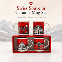 Mug en céramique souvenir de la Suisse avec motif de bâtiment touristique, idéal pour tasse à café en porcelaine, personnalisable OEM, vente en gros