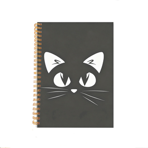 Black Cat Face Spiral Notebook Digital Printed Paper Cover <b>Notepad</b> - Product Image 1