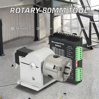 Nouvelle table rotative à trois mandrins de 80 mm de diamètre avec moteur pas à pas pour machine de marquage laser (longue)