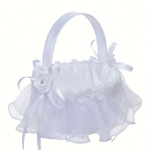 Cesta de encaje hecha a mano para niña, para ceremonia, boda, flor, bolso de mano - Product Image 1