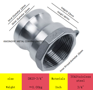 Raccord hexagonal réducteur KWONGYIP en acier inoxydable 304, faible corrosion, filetage femelle DN15-1/2 pouce pour plomberie - Product Image 2
