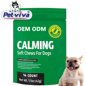 カスタムブランドの落ち着いたメラトニンソフトチューズカモミール付きバレリアン根L-トリプトファンヘルスケア犬用ペット用サプリメント - Product Image 1