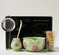 Service à thé Matcha de haute qualité avec boîte en papier coffret cadeau ensemble bol et support en céramique