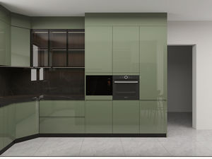 Juego de Muebles de Cocina Modernos Importados, Listos para Armar, Lacado Verde, Gabinetes de Alto Brillo, Directo de China - Product Image 3