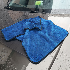 Serviette de lavage auto en microfibre corail 80x50cm bleu roi, tissu de nettoyage épaissi pour le detailing automobile - Product Image 2