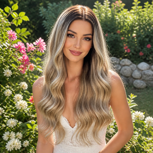 Peluca sin pegamento HD de encaje, similar al cabello humano real, con ondas corporales, segmentación de forma libre, pre-cortada, sintética, sin pegamento - Product Image 4