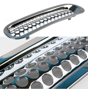 Para modelos Jeep JK <span class=keywords><strong>Wrangler</strong></span> de 2007-2018, inserções de grade dianteira em prata galvanizada, cobertura de grade em malha frontal, acessórios de encaixe, pacote com 7 peças. - Product Image 1