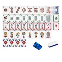 Ensemble de Mahjong Américain de Luxe Moderne en Marbre Bleu, 160 Tuiles, Design Pagode Chinoiserie, Acrylique Bicolore, Jeu Complet, Cadeau