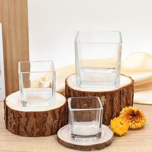 <span class=keywords><strong>Prix</strong></span> d'usine bon marché 80ml 130ml 300ml 640ml Contenant de bougie en verre transparent carré Pot de bougie pour bricolage Noël Saint-Valentin - Product Image 1