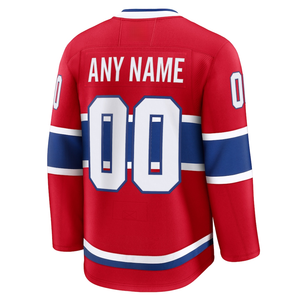 Jersey Hoki Es Pria Merah Sublimasi Grosir OEM & ODM Ramah Lingkungan Bernapas Cepat Kering Lengan Panjang Seragam untuk Dewasa - Product Image 4