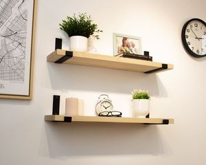 Industrielles schwimmendes Regal mit Metall halterungen, schwimmendes Holz regal in Sonder größe für die Küche Badezimmer - Product Image 2