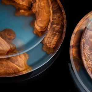 Nampan bulat <span class=keywords><strong>resin</strong></span> epoksi kenari hitam Mix nampan kayu soilid <span class=keywords><strong>resin</strong></span> Sungai Biru kitcehn piring makan persegi - Product Image 4