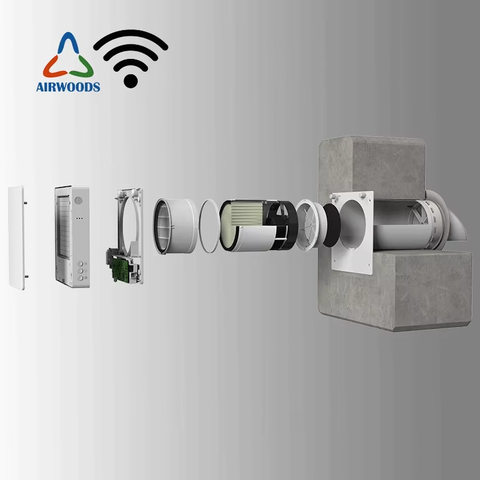 Erv Energy Recovery Ventilation Heat Recovery Ventilation Hrv Fresh Air Unit  97% Efficiency Wifi
