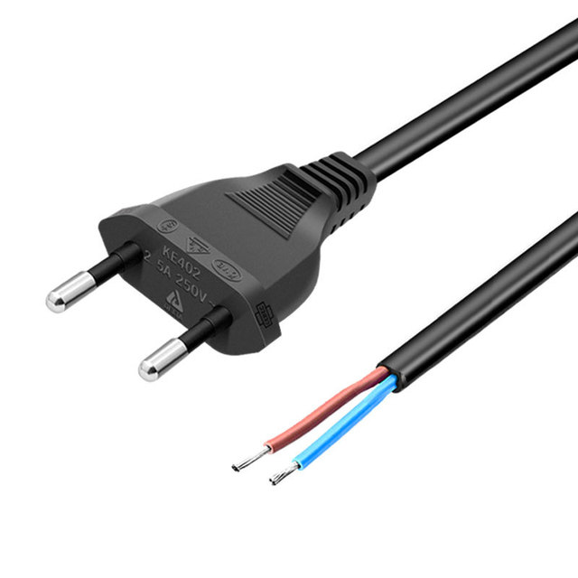 50pcs Euro Plug Power Supply Cord 0.5m 1m 1.5m 2m 3m 0.75mm Electric Wire EU Power Cable for Lamps Light Extension Socket Radio
