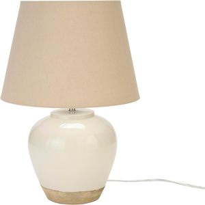 Rustic Terracotta <strong>Ceramic</strong> <strong>Table</strong> <strong>Lamp</strong> With Fabric Shade Bedside Nightstand <strong>Lamp</strong> For Bedroom Living Room Entryway - Product Image 3