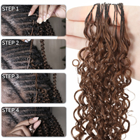 Extensions de cheveux Remy bouclés birmans brun chocolat, tressées au crochet, ondulations profondes, double trame, pré-séparées, sans nœuds, pour femmes