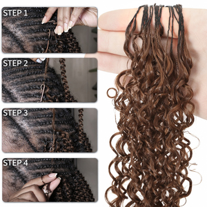 Extensioni per <span class=keywords><strong>trecce</strong></span> Remy ricci burmesi marrone cioccolato, con piume, a onda profonda, a doppia trama, pre-separate, senza nodi, per donna - Product Image 1