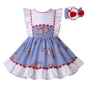 OEM Pettigirl çocuk elbise beyaz ve mor elbiseler İspanyol tarzı kız çocuk elbise için