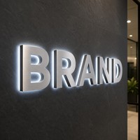 Enseigne lumineuse 3D étanche en acier inoxydable avec lettres en relief, enseigne personnalisée pour magasin, enseigne commerciale en métal