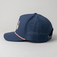 Gorra de Béisbol Personalizada Azul Marino de 5 Paneles con Cuerda, Perforaciones Láser, Impermeable, Cierre a Presión, Secado Rápido, para Hombre, Venta al Por Mayor