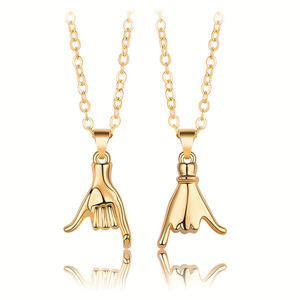 2 unids/set creativo dedo colgante pareja collar joyería amante Mano a Mano gargantilla para Mujeres Hombres BFF pareja collar - Product Image 6