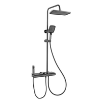 Robinets muraux en acier inoxydable plaqué carré chromé noir Robinets Ensemble de douche à effet pluie pour salle de bains