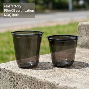 Gobelet à café jetable en PET noir, diamètre 90 mm, style américain populaire 'Black Warrior', gobelet pour boissons froides, gobelet en plastique pour thé au lait - Product Image 1