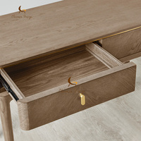 Console de salon moderne haut de gamme en parquet avec tiroirs, embouts en laiton, bois de noyer, écologique