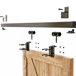 Kit de quincaillerie pour porte coulissante de <span class=keywords><strong>grange</strong></span> à double rail en bois massif de 8 pieds, fixation murale, pour portes coulissantes encastrées - Product Image 4