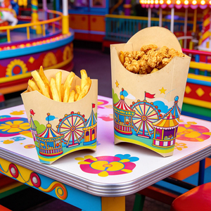 Envases <span class=keywords><strong>de</strong></span> Papel Kraft para Comida Rápida, Impresos Personalizados, Desechables, a Bajo Precio, para Papas Fritas, con Cuchara, para Niños, Material Escolar - Product Image 6