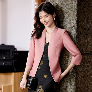 Women's Slim Fit Blazer Solid Color Polyester Anti-Wrinkle Spring Autumn 2025 Elegant High End Cinched Waist Design - Product Image 4