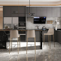 Tabouret de bar haut dossier moderne et épuré, style créatif de designer, luxe léger pour la maison HD-770D