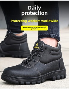 <span class=keywords><strong>Chaussures</strong></span> de sécurité pour hommes en cuir avec embout en acier, antistatiques, résistantes à l'huile et à l'usure, pour l'usine et l'entrepôt - Product Image 2