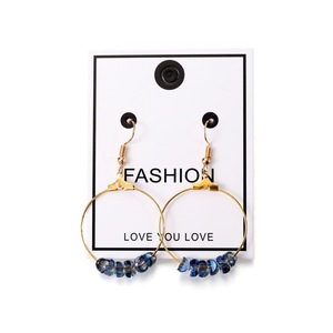 Boucles d'oreilles pendantes tendance, créoles dorées avec cristaux bleus et strass, accessoire de bijouterie pour femme, origine Yiwu JEER041 - Product Image 1