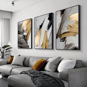 3PCS /set Luxury Abstract Gray Golden Blue Marble and Flowers Canvas <strong>Prints</strong> Pictures Wall Art Decor Abstract Canvas <strong>with</strong> <strong>Frame</strong> - Product Image 3