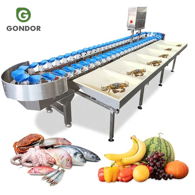 Automatic Fruit Live Fish Orange Apple Potato Size Weight Sort Sorting Grading Grader Machine by System